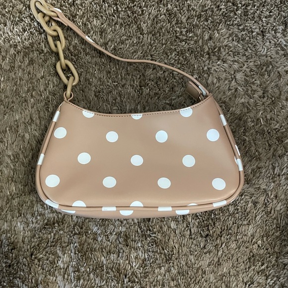Elegant Tan Polka Dot Shoulder Bag - Picture 1 of 3